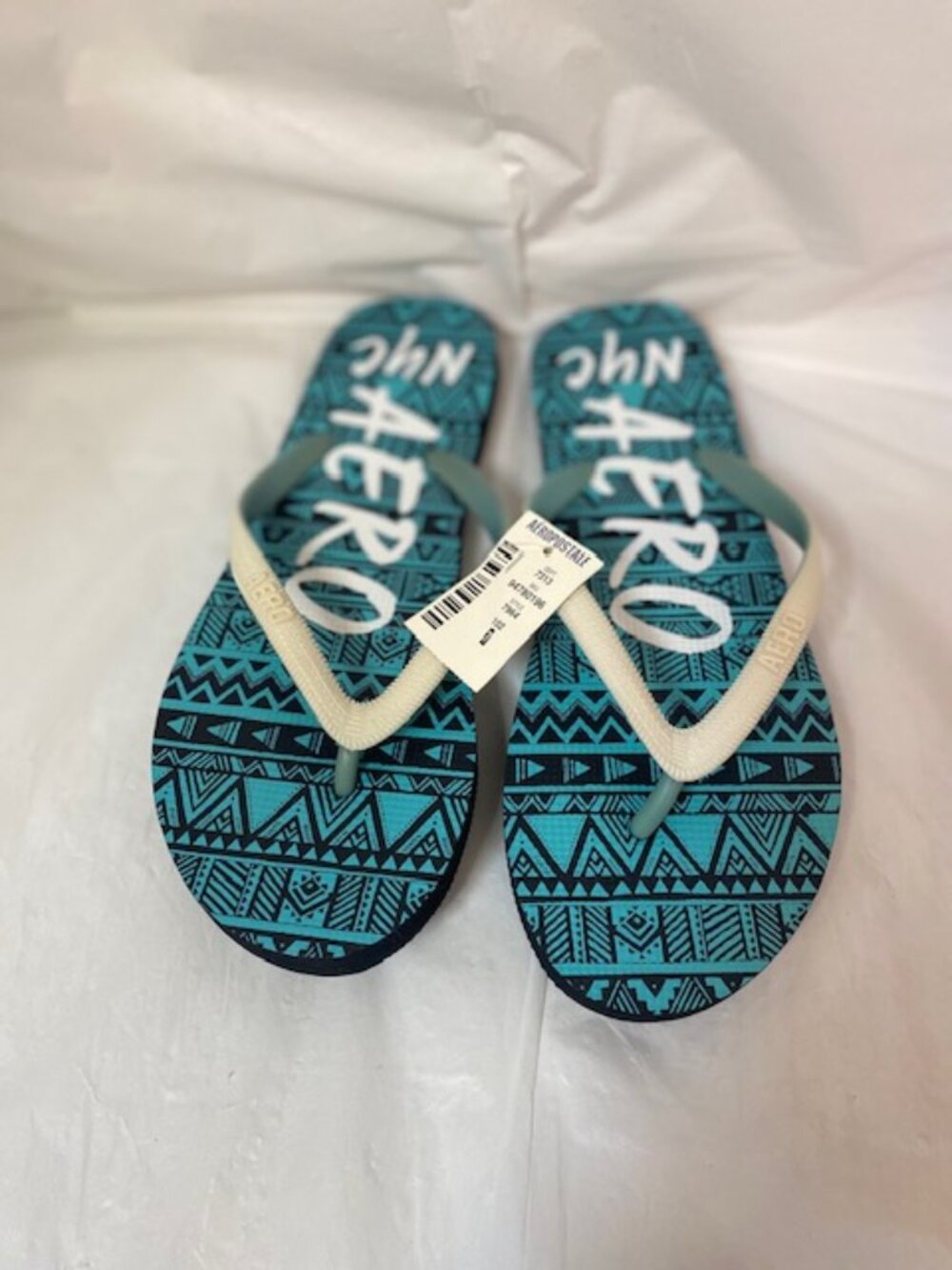 Aéropostale Aero NYC Aztec Teal Summer Flip Flops — Women's Size7- NWT